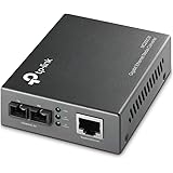TP-Link Gigabit SFP to RJ45 Fiber Media Converter, Fiber to Ethernet Converter 10/100/1000Mbps RJ45 Port to 1000Base-SX Multi