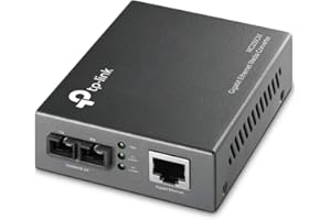 TP-Link Gigabit SFP to RJ45 Fiber Media Converter, Fiber to Ethernet Converter 10/100/1000Mbps RJ45 Port to 1000Base-SX Multi-Mode Fiber (MC200CM) Black