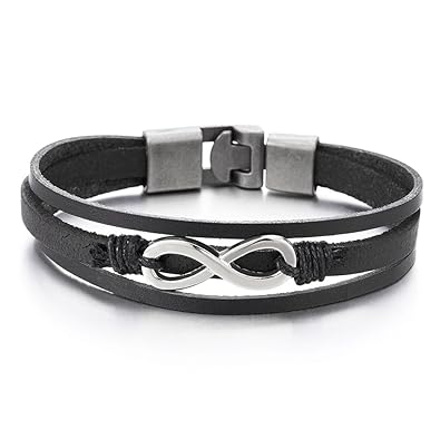 Infinity Liebe Unendlich Number 8 Verflochtenen Braun Echtes Leder Armband für Herren Damen