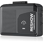 Reshow Portable Cassette Player Recorder, USB-C Tape to MP3 Converter, Built-in Speaker, Stereo Sound, AUX Input, Digital Aud