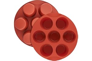CLUEWR 2 Pack Air Fryer Muffin Pans, 7 Cups Silicone Egg Bite Molds Non-Stick Cupcake Baking Molds