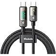 mcdodo USB C to USB C Charger Cable Transparent Data Cable PD 100W Charger Digital Display Auto Power Off Dual Core Protection for iPhone 15/MacBook Pro/Air/iPad Mini/Pro 2021/Samsung,Switch(4FT)