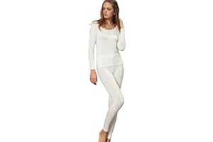 Liang Rou Women's Crewneck Long Johns Ultra Thin Modal Thermal Underwear Top & Bottom Set