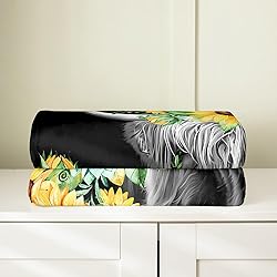 All Season Highland Cow Bed Blanket Kids,Sunflower