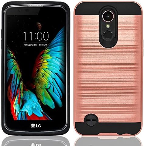 LG K20 Plus Case, LG K10 2017 Case, GADGETFARMER Heavy Duty Tough Hard Shock-Resistant Dual Layer Ultra Durable Protective Case Cover (Rose Pink)