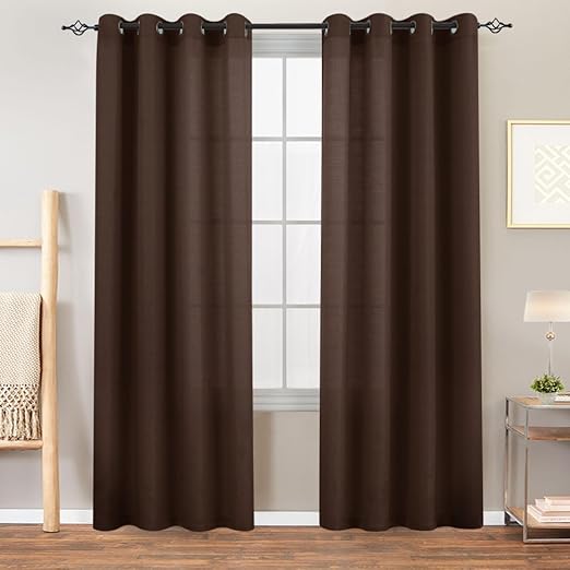 Amazon Com Privacy Semi Sheer Curtains For Bedroom Heavy Sheer