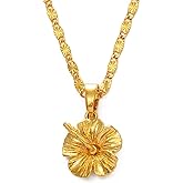 WiDii Hawaiian Jewelry for Women, Hawaiian Hibiscus Flower Pendant Necklaces, Hibiscus Jewelry for Women Hibiscus Accessories Flower Mother Gifts