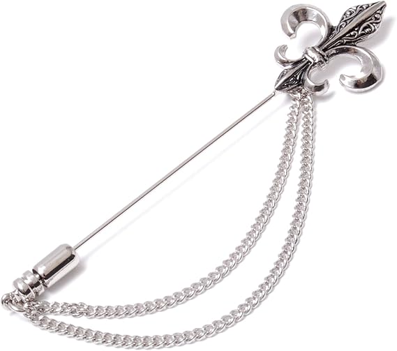 Amazon Co Jp Amanogawa ラペルピン メンズ ユリ 百合 結婚式 スワロフスキー チェーン おしゃれ ブローチ タックピン シルバー 服 ファッション小物