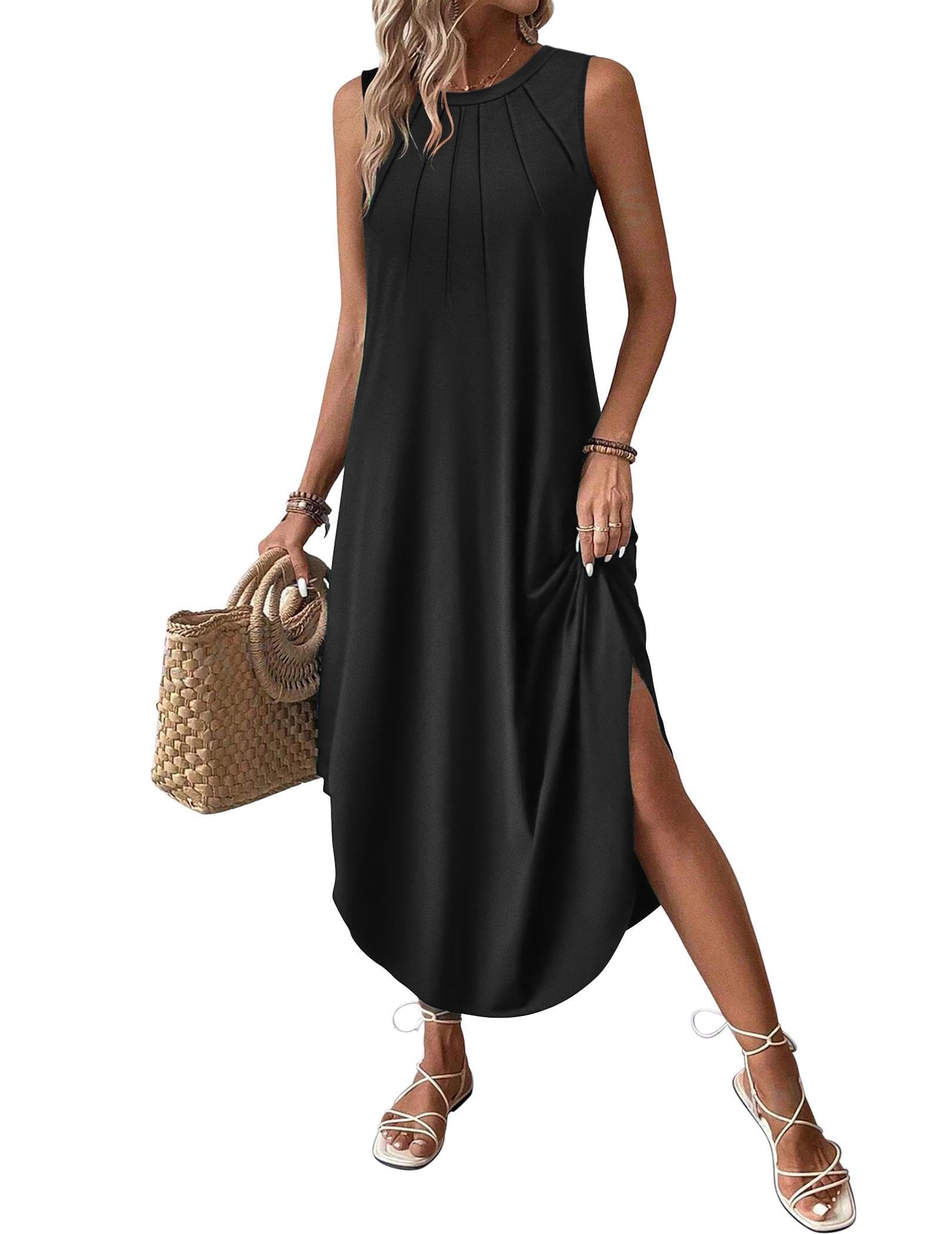 Photo 1 of (MED-LARGE) (BAGGED) Zeagoo Black Dress for Women Summer Dress Sleeveless Maxi Dress with Pockets Casual Beach Dresses for Summer 2025, A-Black,M