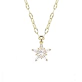 14K Gold Five-Point Star Pendant Women Necklace Full Cubic Zirconia CZ Covered Dazzling Starry Jewelry with Adjustable 16-18'' Chain, Unique Gift for Her Christmas, Baptism, Wedding, Birthday, Anniversary ( Box Included)