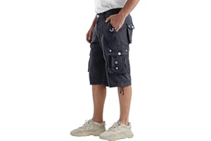Rejork Men's Long Below Knee Length 3/4 Capri Cargo Shorts Loose Fit with Pockets