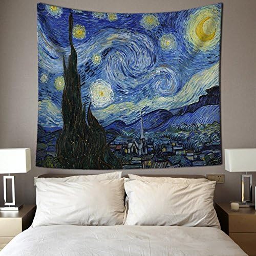HL Starry Sky Pattern Wall Hanging Tapestry for Bedroom / Living Room Handicrafts Beach Cover Up Wall Tapestry Curtain Light-weight Polyester Fabric Wall Decor (90 x 60 Inch, Starry Night)