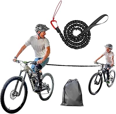 TeTupGa Bicycle Tow Rope Belt Strap for Parent-Child MTB, 1.7m-3m, Black