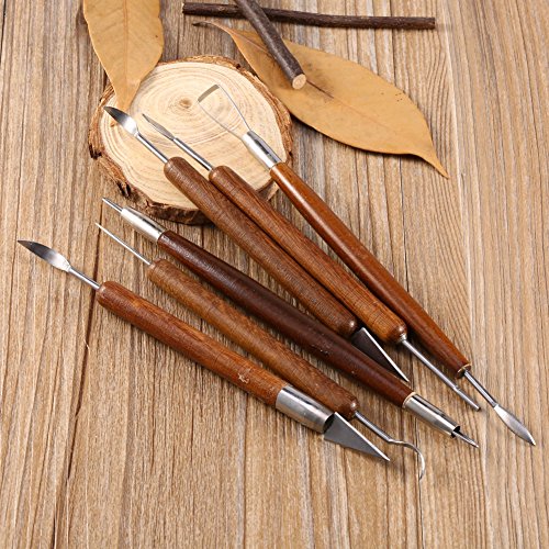 6pcs Sculpting Tools Set,Pottery Clay Tool Set Carved Clay Stainless Steel for Brushing Scraping Cleaning Smoothing Shaping