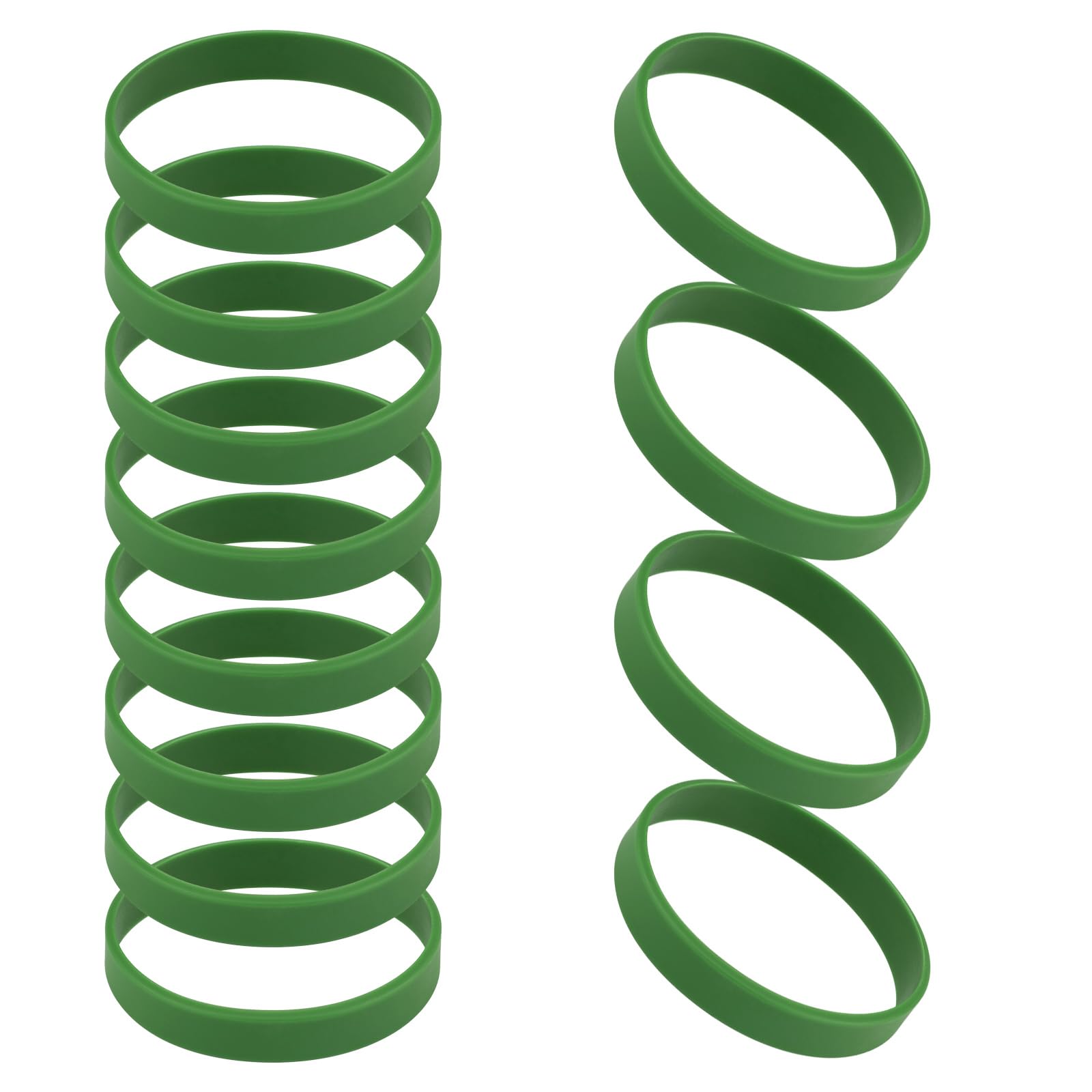 GOGO 12 PCS Forest Green Silicone Wristbands for Kids Rubber Bracelets Bulk for Party Favors — image 1