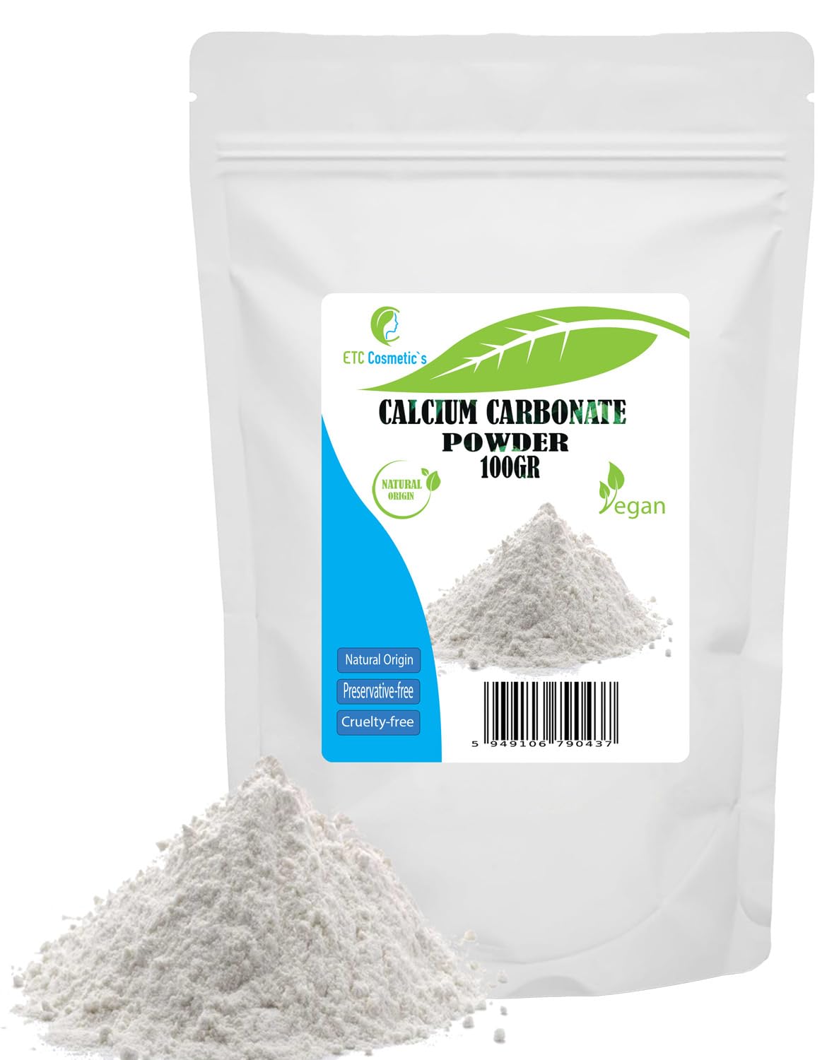 CALCIUM CARBONATE Powder - 100 Gr - used in mineral make-up formulations, and as a gentle abrasive for oral care products