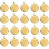 Lanbeide Stainless Steel Pendant Trays Cabochon Settings Bezel Pendant Blanks for Jewelry Making Finding Round Bezel 14x14mm