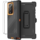 for Galaxy Note 20 Ultra Case with Belt Clip Holster, 2 Screen Protector, Military Grade Full Body Heavy Duty Shockproof Rugged Protective Cover for Samsung Galaxy Note 20 Ultra 5G Orange