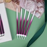 URAQT Birthday Candles 24 Pcs Metallic Tall Candles with Holders 5.1 in White view 4