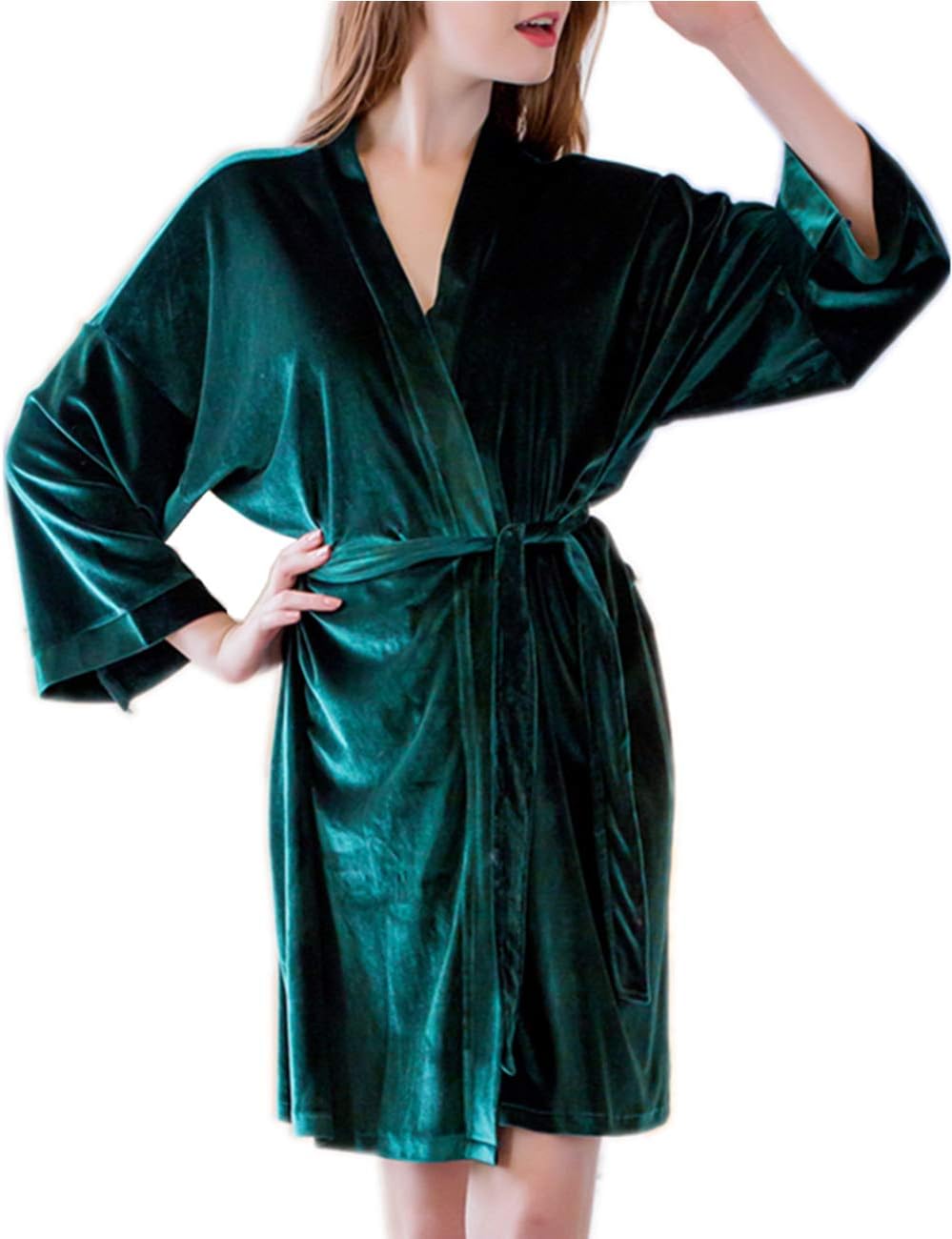 Women's Kimono Robe Solid Color Velvet Bathrobe Sleepwear