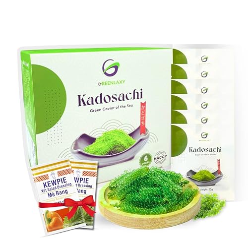 Kadosachi Dehydrated Sea Grapes, 4.24 oz 1 box (Pack of 6) - Green Caviar, Sea Grapes To Eat, Umibudo, Organic Seaweed, Lato Seaweed | Improves The Skin, Improves Immune System