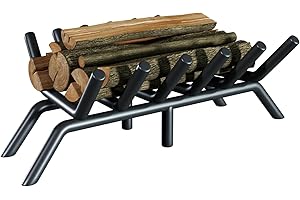 jkxoo 17-Inch Fireplace Grate, Heavy Duty 6-Bar Log Rack Holder Made of Solid Round Steel for Indoor/Outdoor Fire Pits, Wood Stoves & Kindling Tools