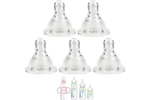 XUNICUTE Silicone Nipple for Dr. Brown’s Natural Flow Level 2 Narrow Baby Bottle, Medium Flow, 3m+, 5 Count