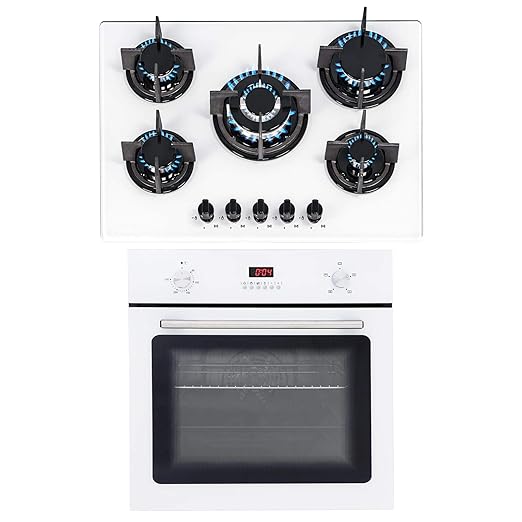 Sia 60cm White Single Electric True Fan Oven 70cm White 5 Burner