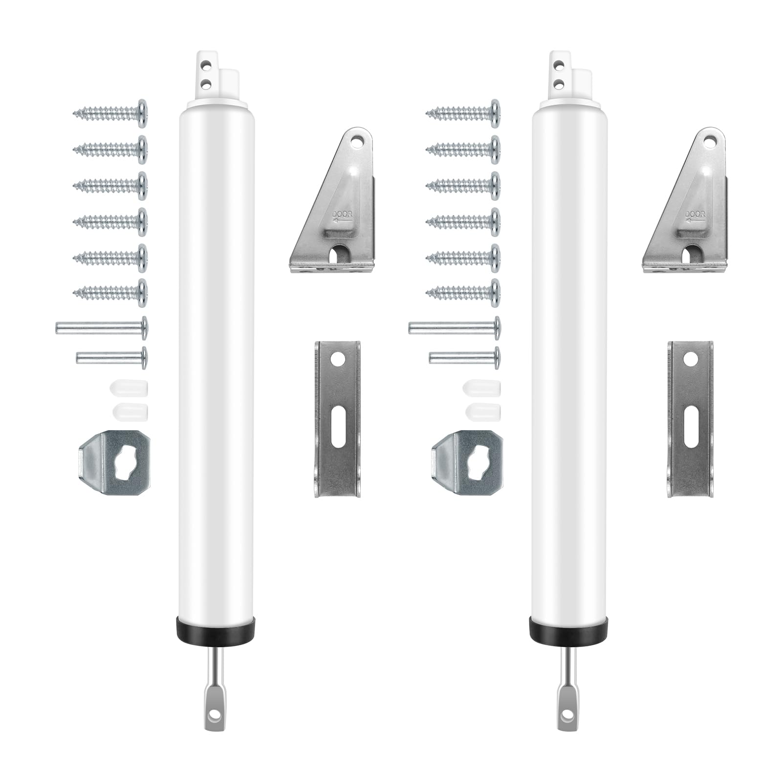 Photo 1 of 2 PCS Screen and Storm Door Closer Kit, Heavy Duty Pneumatic Screen and Storm Door Closer, Screen and Storm Door Push Button Latch Set Replacement Kit, Adjust Smooth Closing Speed (White)