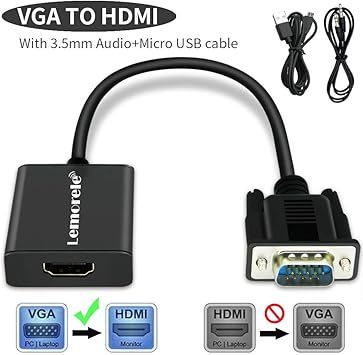 Lemorele VGA a HDMI Adaptador con Audio 1080P 60Hz Conversor VGA ...