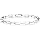 Paperclip Bracelet for Women - Silver Chain Bracelet 3mm Diamond-Cut Sterling Silver Clasp, Minimalist Everyday Thoughtful Jewelry Gift for Her, Mom, Wife, Girlfriend 6.5, 7.0, 7.5, 8.0, 8.5, 9.0 Inches