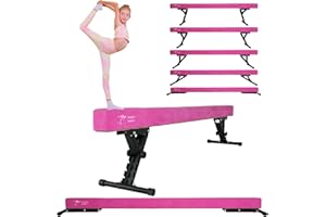 Kangaroo Hoppers Adjustable Balance Gymnastics Beam for Kids Ages 6-12, High and Low Foldable Floor Beam, Beginners and Professionals Home Training Equipment with Anti-Slip Foot, 8FT