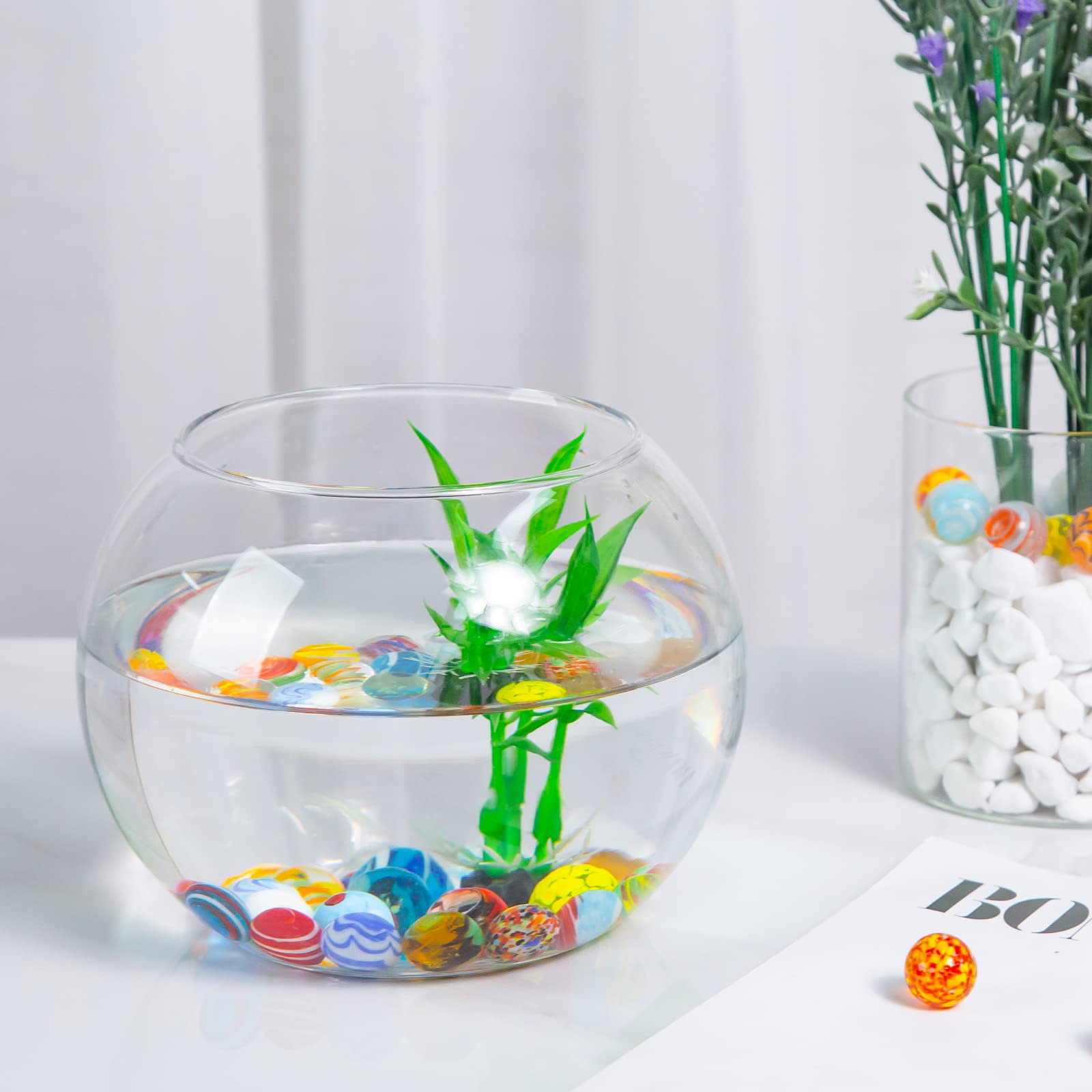 MCPINKY 36PCS Glass Marbles for Kids, Including 5 Glow in The Dark Marbles for Running Game, Gifts