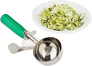 #12 (3.25 oz) Disher, Scoop, Food Scoop, Ice Cream Scoop, Portion Control - Green Handle, Stainless Steel, Met Lux - 1ct Box - Restaurantware