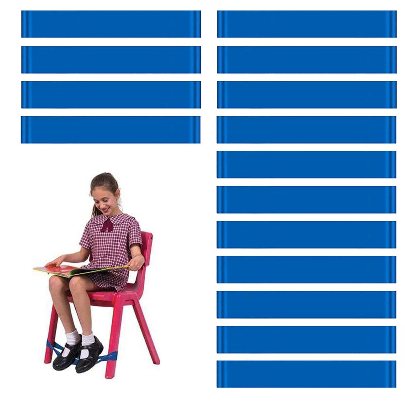 15 Pack Chair Bands, Stylish And Sophisticated Chair Bands For Kids With Fidgety Feet, Suitable For Holding Chairs, Stretching Foot Bands, Assisting Asana Exercises (Blue)
