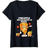 Pineapple Does Not Belong On Pizza Anti Pineapple Funny V-Neck T-Shirt