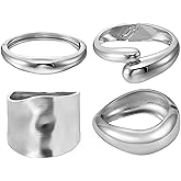 4 Pcs Silver Gold Chunky Bracelets for Women, Silver Chunky Gold Bangles for Women Not Easy to Fade, Irregular Thick Silver Gold Cuff Bracelets for Women, Fashion Arm Chunky Gold Bracelet Stack Bangle