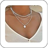 Andelaisi Boho Coin Pendant Necklace Gold Layered Coin Disc Choker Necklace Vintage Curb Chain Necklace Choker Punk Thick Chain Necklace Jewelry for Women and Girls