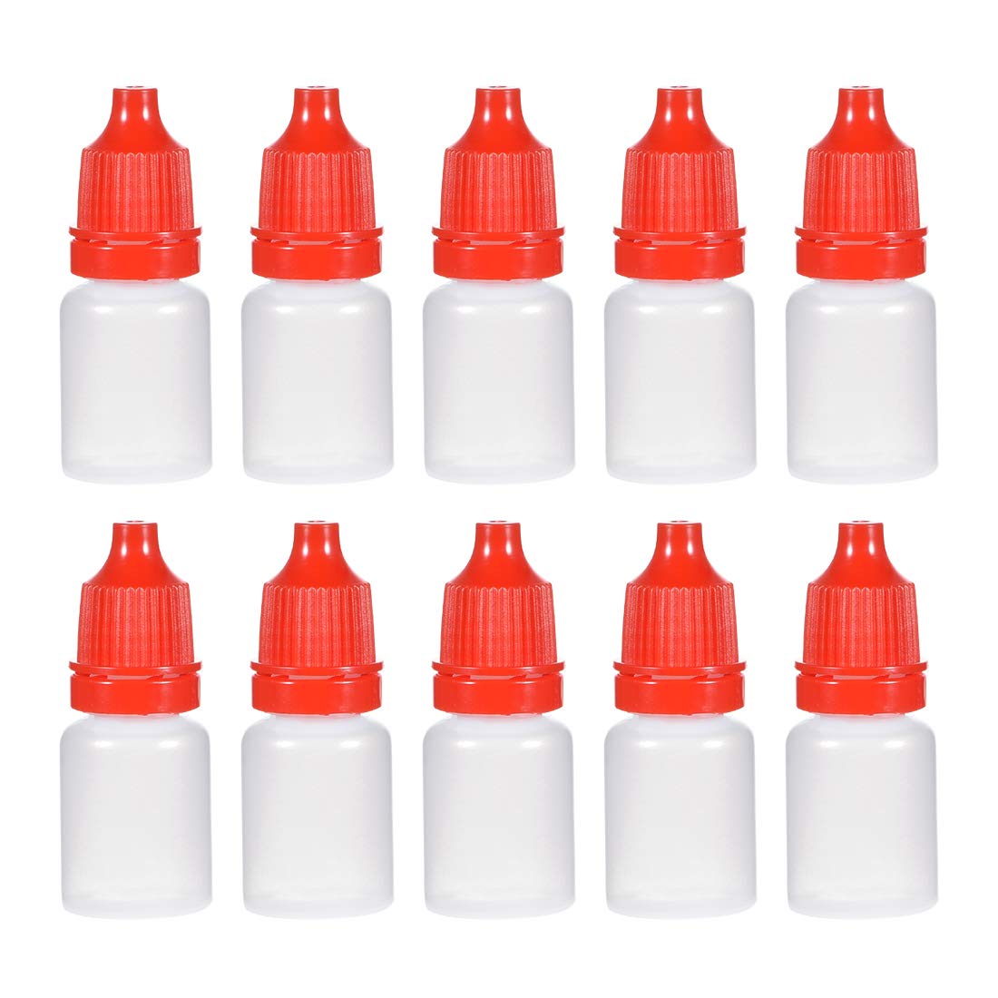 uxcell Plastic Dropper Bottles, 5ml/0.17 oz Empty Squeezable Dropper Bottle with Cap, Red, Pack of 50