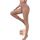 Fleece Lined Tights Women, Fake Translucent Thermal Tights for Women, Warm Pantyhose Sheer Thick leggings for Winter