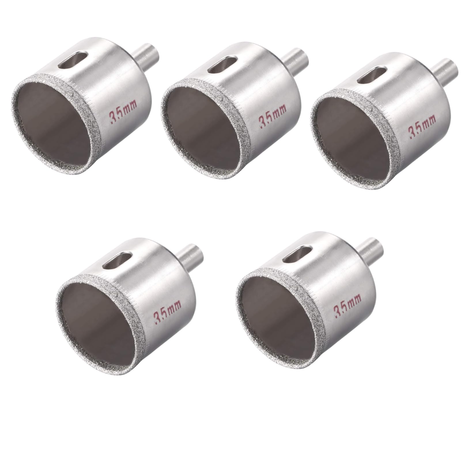 TA-VIGOR 5Pcs 35mm Diamond Drill Bit Hole Saw, Hollow Core Drill Bit Hole Saw, Diamond Coated Carving Drilling Bits for Glass Ceramics Porcelain Tile Stone Granite Marble