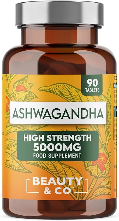 Beauty & Co Ashwagandha 5000mg 90 Tablets High Strength UK Made Vegan