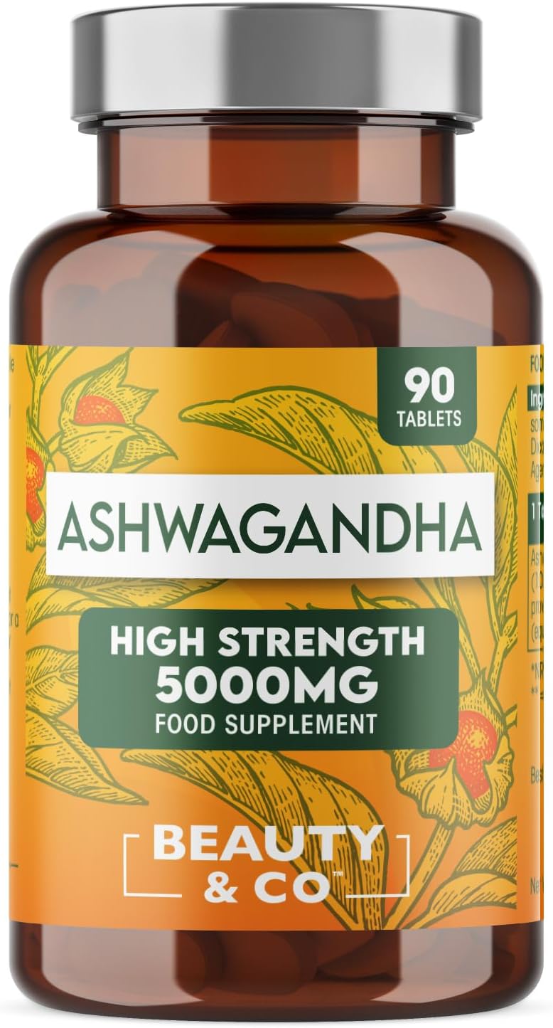 Beauty & Co Ashwagandha 5000mg 90 Tablets High Strength UK Made Vegan