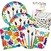 Art Party Theme Supplies Pack Deluxe Bundle (Serves-16) Dinner Plates, Luncheon Napkins, Cups, and Tablecloth Paint Splatter Party Supply Tableware Set Kit Includes Birthday Candles