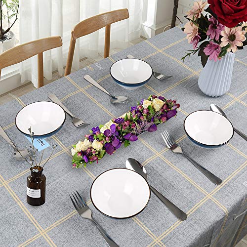 MARSTRACE White Blue Bone China Dessert Bowls Set of 4, 4.8 Inch Ceramic Bowls for Rice, Cereal, Snacks, Appetizer, Ice Cream, Fruit, Microwave Dishwasher Safe