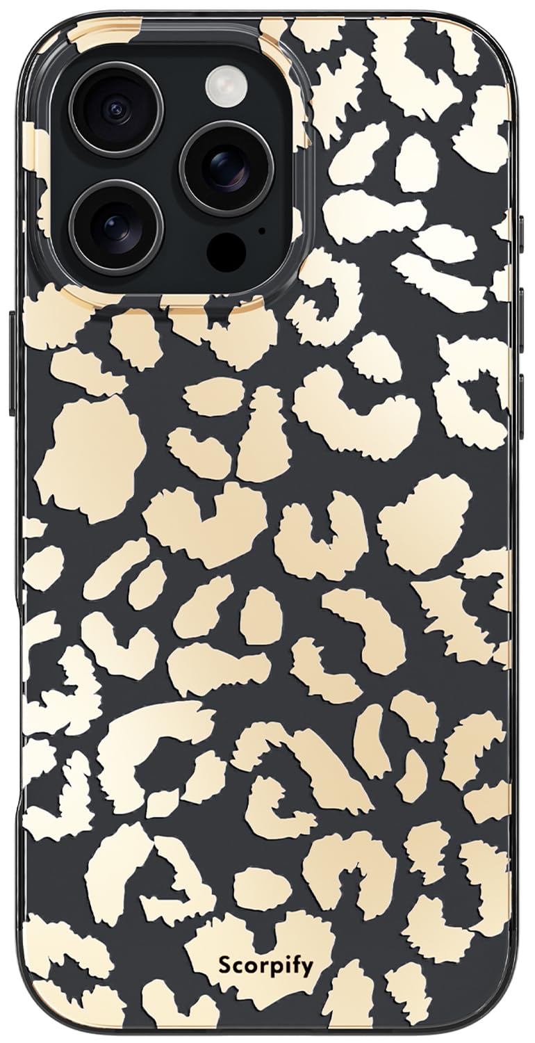 SCORPIFY for iPhone 16 Pro Case [Compatible with MagSafe] with Matte Skin Tone Leopard Print Design, Cute Black Cheetah Magnetic Phone Cover for Women Girls, Slim Shockproof Bumper