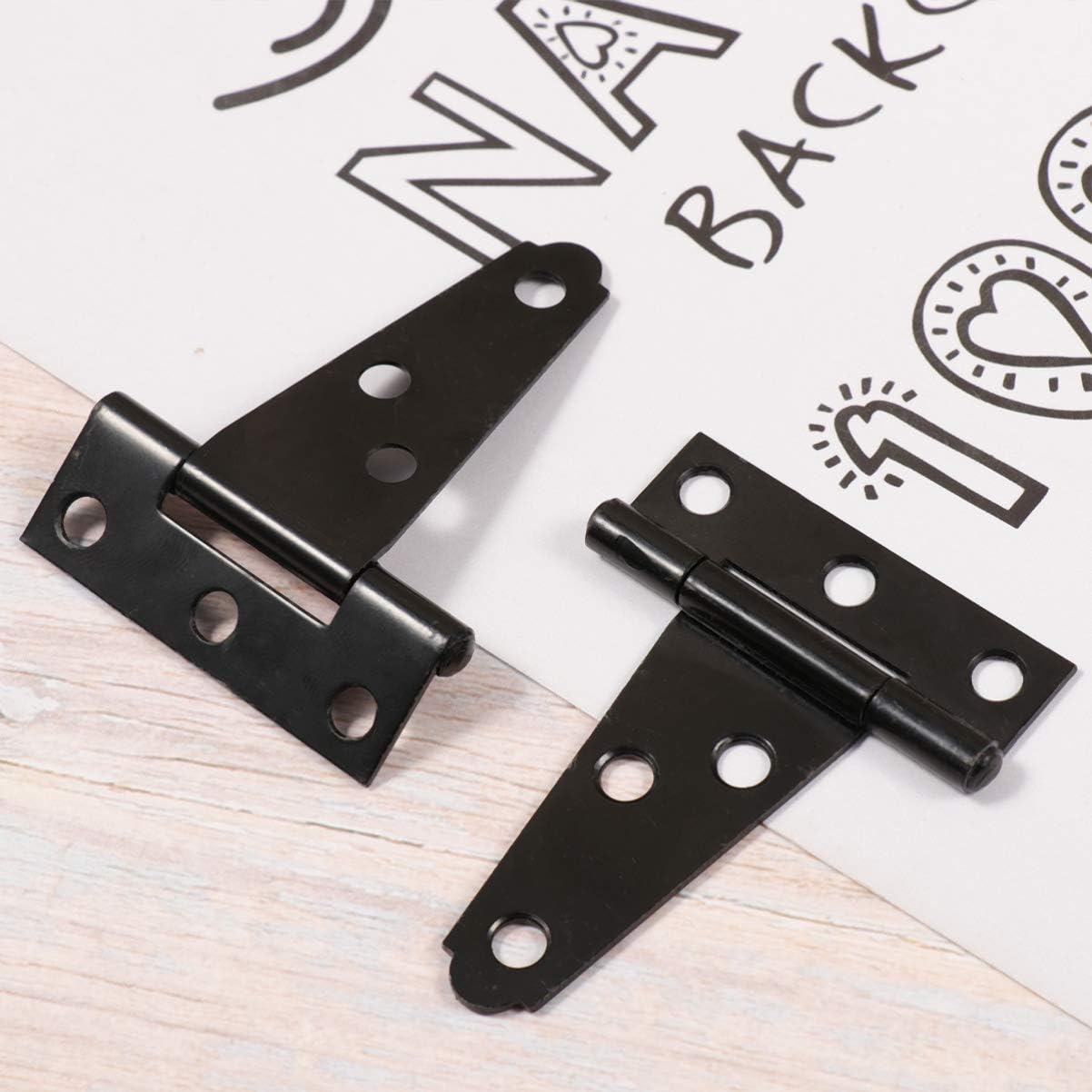 DOITOOL 2PCS Black T Strap Hinges Heavy Duty Gate Hinges for Wooden Fences or Metal Gates Iron Rustproof Barn Door Hinges Shed Door Hinges (2 Inch) (2PCS 2Inch) - Image 3