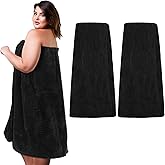 Tigeen 2 Pcs Women's Towel Wrap Lightweight Spa Robe Stripes with Adjustable Closure, Elastic Top Soft Bathrobe Spa Wrap