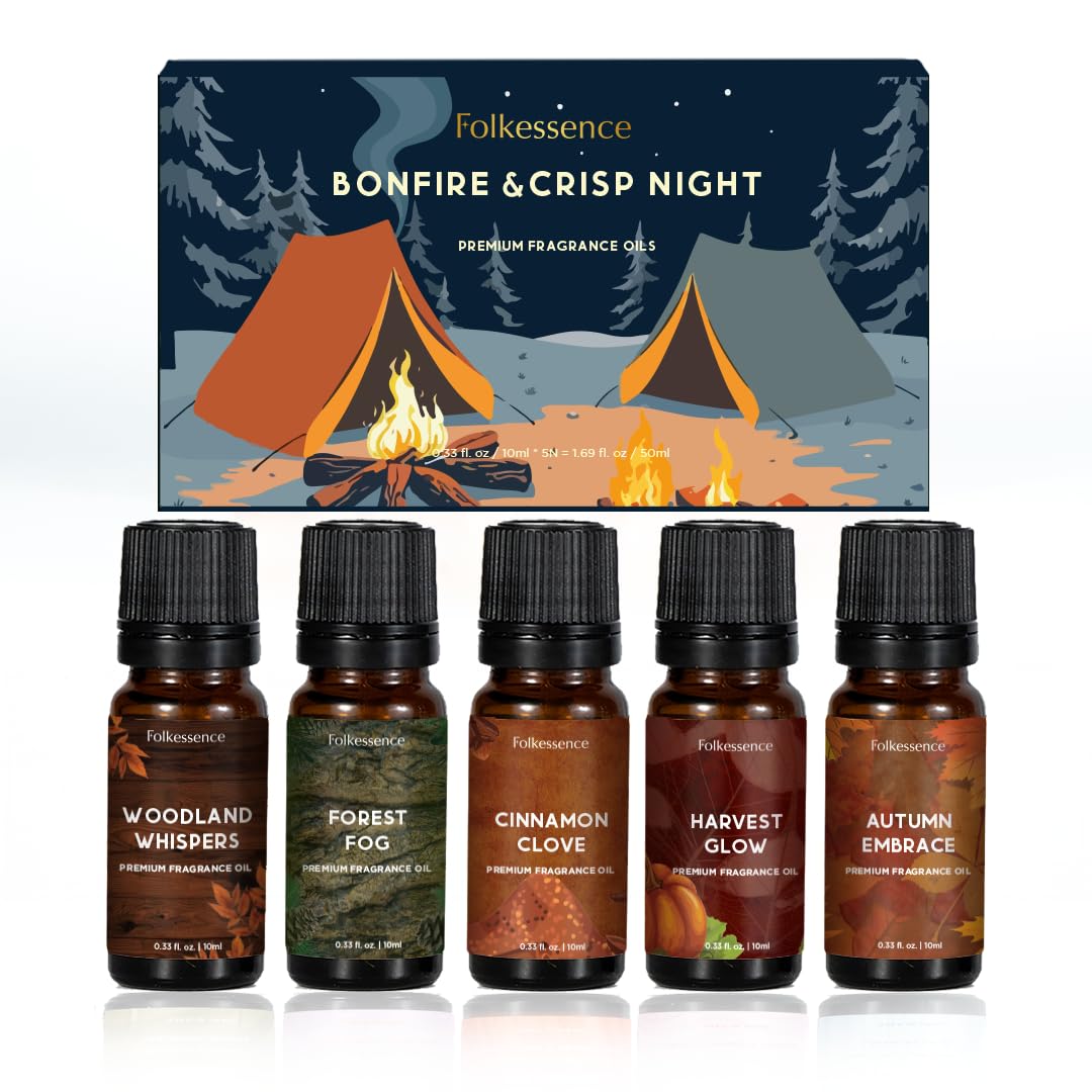 Photo 1 of Folkulture Essential Oils for Home | Set of 5 (0.33 fl oz x 5) Fall Essential Oil or Diffuser Oils for Relaxation | Cinnamon Essential Oil or Fall Scents | Pumpkin Fall Essentials for Wome