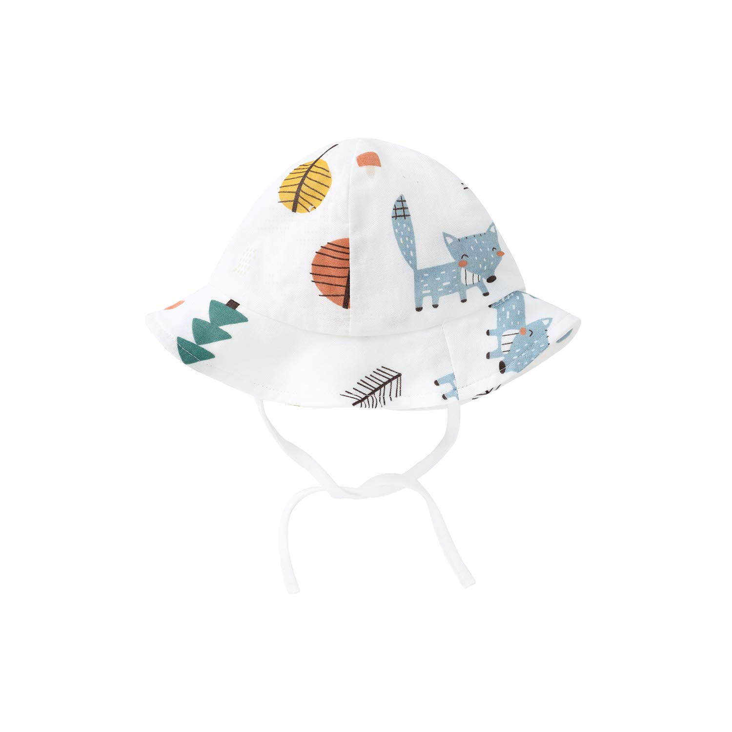 Photo 1 of pureborn Newborn Unisex Baby Sun Hat Wide Brims Bucket Hat Sun Protection with Straps Colorful Fox 0-3 Months